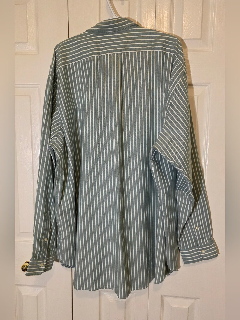 Lauren Ralph Lauren Men's 3XB Big Sage Green White Stripe Oxford Button-Down - Picture 7 of 9